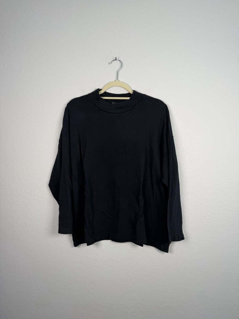 Chico’s Design Vintage 90’s Black Pullover Mock Neck Sweatshirt Cotton One Size